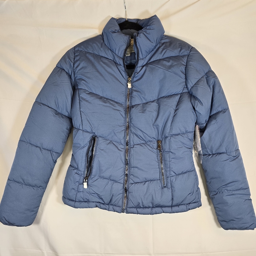 Soft Blue Full Zip Puffer Jacket